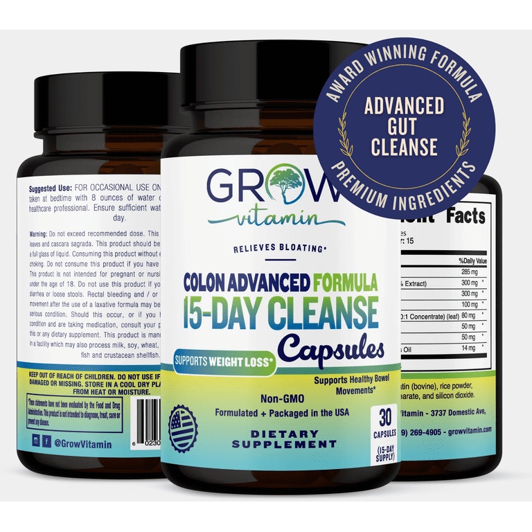 Grow Vitamin Colon 15 Day Detox Support Digestive Health and
