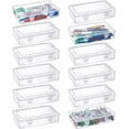thumbnail image 1 of 12 Pack Clear Plastic Storage Containers with Lids, 8 x 5 x 1.75 Inch Empty Hinged Boxes, Stackable Organizer Boxes for Home, Office, Craft Supplies, 1 of 8