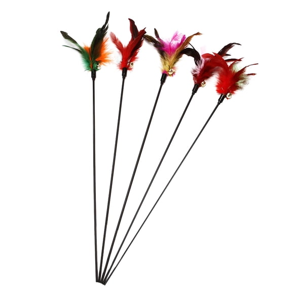 guanglv Interactive Hand Held Cat Tease Stick Toy with Feather Attachment for Pet Supplies 50CM