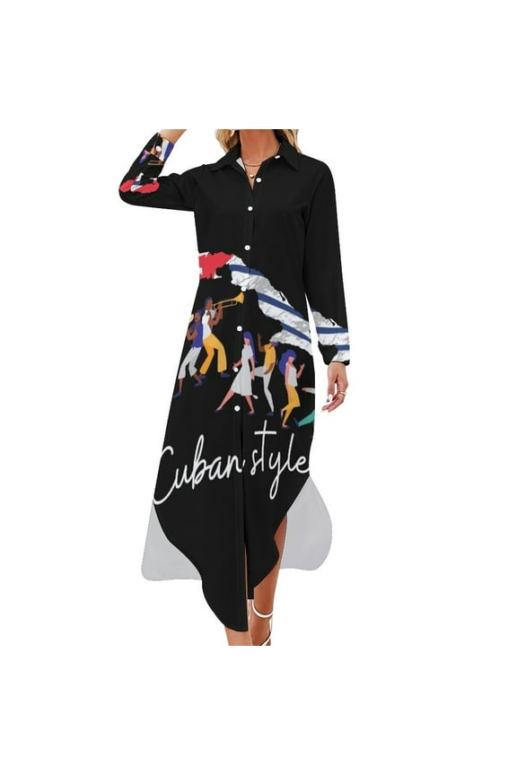 guayabera cuban style Long Sleeved Shirt Dress summer clothes for women Elegant gowns