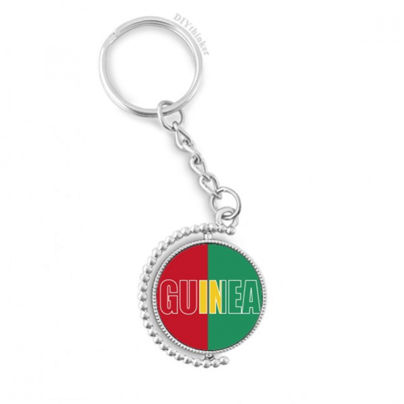 guinea country flag name rotatable keyholder disc accessories chain clip