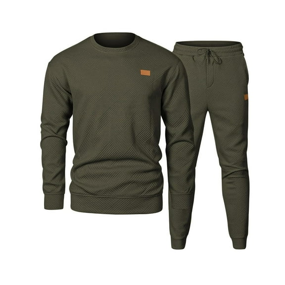 guisaled Athletic Sweatsuits for Men Crew Neck Long Sleeve Casual Tracksuit Cozy Running Jogging Sport 2 Piece Suit Sets
