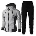 thumbnail image 1 of guisaled Athletic Tracksuit for Men Casual Color Block Zipper Hoodies And Sweatpants Soft Outdoor Jogging Sweatsuit Set 2 Pieces, 1 of 4