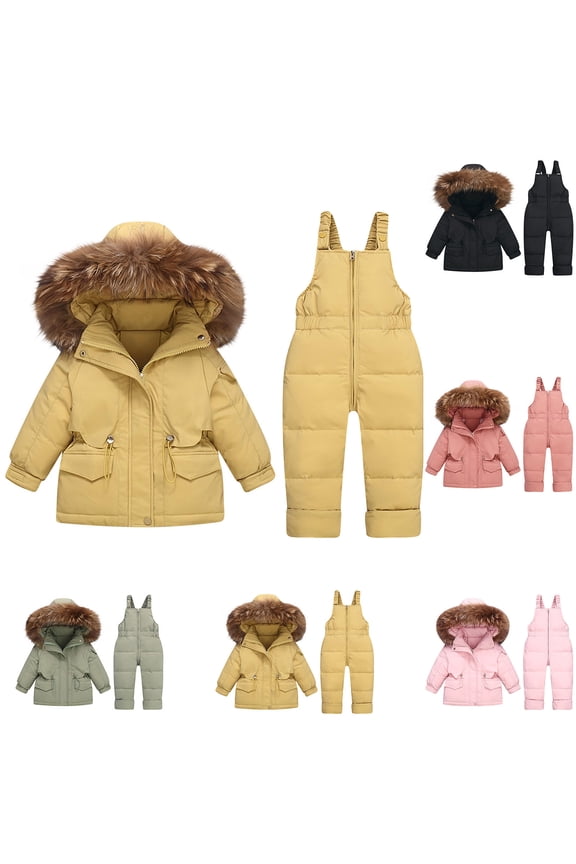 Baby Snowsuit 12-18 Months Winter Puffer Jacket and Snow Pant 2 Piece Snow Suits Solid Warm Lightweight Ski Suits for Toddler