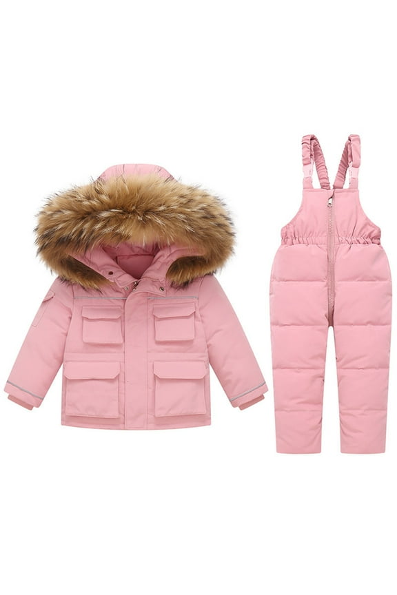 Baby Snowsuit Toddler Girl Snow Suit Winter Coat and Snow Bib Pants Boy Ski Suits Solid Windproof Waterproof Cold Weather Clothers
