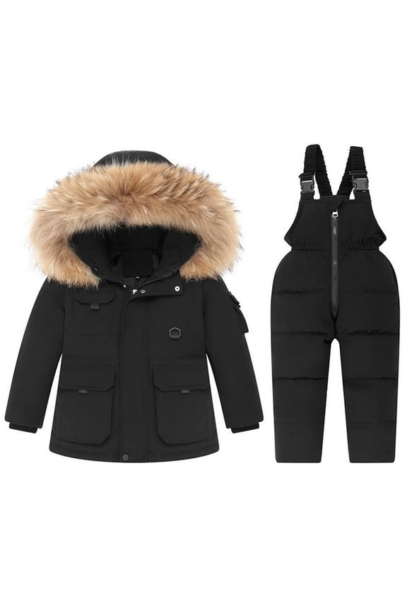 Baby Snowsuit Toddler Girl Snow Suit Winter Coat and Snow Bib Pants Boy Ski Suits Solid Windproof Waterproof Cold Weather Clothers