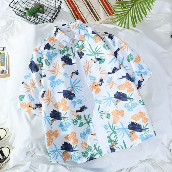guisaled Beach Shirts for Men Slim Fit Short Sleeve Casual Dress Shirt Fashion Graphic Tees Shirt Summer Button Dowm Hawaiian Shirts