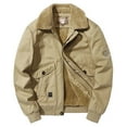 thumbnail image 1 of guisaled Bomber Jacket for Men Winter Sherpa Lined Warm Jackets Casual Multi Pockets Turn-Down Collar Cargo Work Jackets, 1 of 6
