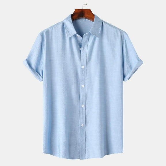 guisaled Button Down Shirt Men Short Sleeve Summer Casual Tee Shirt formal Dress Work Shirts Solid Color Lightweight Cotton Shirts