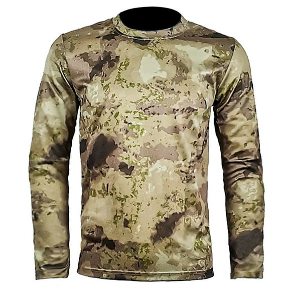 guisaled Camo Shirts for Men Hunting Long Sleeve Quick Dry Workout Tops Lightweight Camouflage Fishing Hiking Camping Tee Shirt