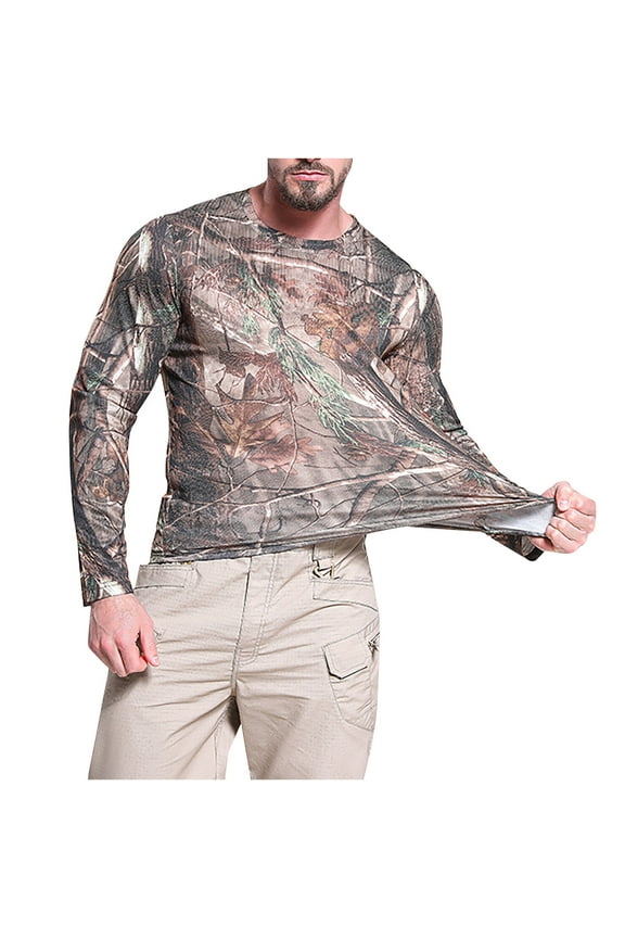 Camo Shirts for Men Hunting Long Sleeve Quick Dry Workout Tops Lightweight Camouflage Fishing Hiking Camping Tee Shirt Valentine'S Day s