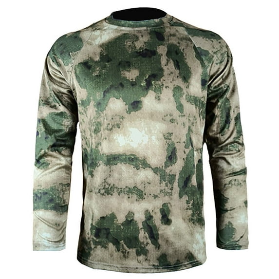 guisaled Camo Shirts for Men Long Sleeve Quick Dry Tactical Camouflage Hunting Tops Outdoor Lightweight Hiking Camping Fishing Shirts