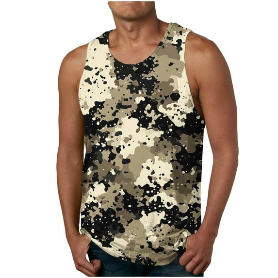 guisaled Camo Tank Tops for Men Summer Fashion Sleeveless Camouflage Color Muscle Basic T Shirts Casual Loose Pullover Tops