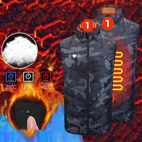 guisaled Camouflage Lightweight Heated Vest for Men Rechargeable USB Warming Heating Vest Battery Pack Not Included