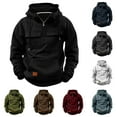 thumbnail image 1 of guisaled Cargo Hoodie Mens Tactical Hooded Sweatshirt Quater Zip Pullover Vintage Military Sweatshirts Casual Long Sleeve Hoodies with Pockets Christmas, 1 of 6