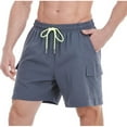 thumbnail image 1 of guisaled Cargo Shorts for Men Summer Elastic Waisted Lightweight Quick Drying Beach Relaxed Fit Casual Beach Shorts with Pockets, 1 of 3
