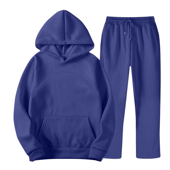 guisaled Casual Sweatsuit for Men Fashion Solid Color Tracksuits 2 Piece Loose Long Sleeve Active Jogging Hoodies Sweatpants Set