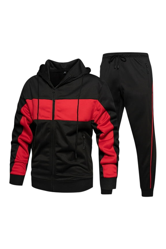 Casual Tracksuit for Men Long Sleeve Full Zipper Sweat Suit Running Jogging Athletic Sports Drawstring Set