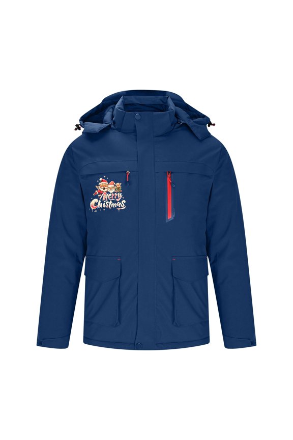 Christmas Printed Heated Jacket Intelligent Single Control Heating Coat Soft Hooded Electric Outdoor Warmer Winter Jackets
