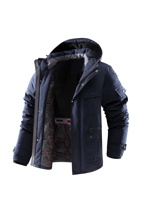 Men's Ski Snow Jacket Waterproof Insulated Fleece Lined Thicken Windbreaker Outdoor Mountain Hooded Winter Coats