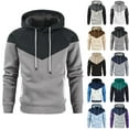 thumbnail image 1 of guisaled Color Block Hoodies for Men Long Sleeve Casual Drawstring Pullover Patchwork Oversized Casual Drawstring Fleece Hooded Sweatshirt, 1 of 3