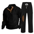 thumbnail image 1 of guisaled Corduroy Tracksuit 2 Piece Set for Mens Athletic Casual Sweatsuits Button Stand Collar Sweatshirt Jogger Pants Outfits, 1 of 6