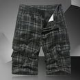 thumbnail image 1 of guisaled Cotton Cargo Shorts for Men Big and Tall Elastic Waist Relaxed Fit Casual Plaid Shorts Outdoor Multiple Pockets Hiking Shorts, 1 of 5