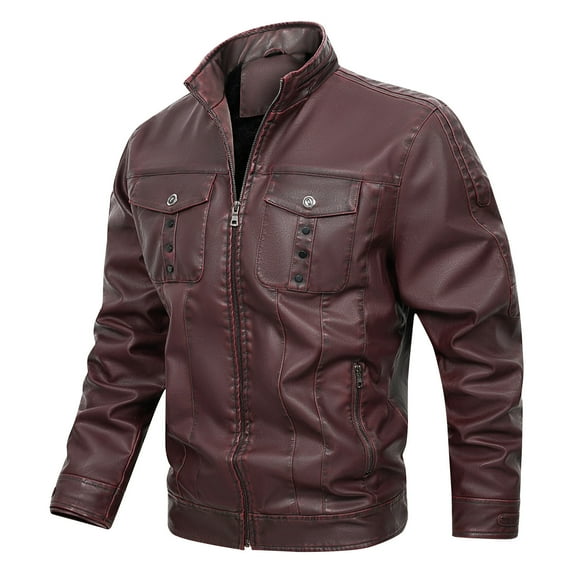 guisaled Faux Leather Jacket Men Full Zip Motorcycle Jacket Waterproof Windproof Pu Moto Vintage Bomber Jackets with Hood Cyber and Monday Sales