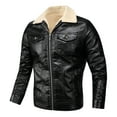 thumbnail image 1 of guisaled Faux Leather Jacket Men Winter Warm Thicken Fleece Lined Jackets Lapel Collar Full Zipper Pu Motorcycle Jacket Military Tactical Jacket, 1 of 3