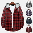thumbnail image 1 of guisaled Flannel Jacket for Men with Hoodie Fall Spring Casual Button Down Plaid Shirt Jackets Long Sleeve Loose Fit Stylish Hoodie, 1 of 9