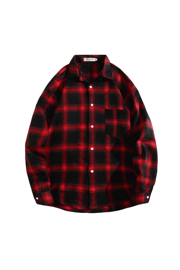 Flannel Shirt for Men Long Sleeve Regular Fit Button Down Shirts Classic Turn Down Collar Casual Buffalo Checkered Plaid Shirt