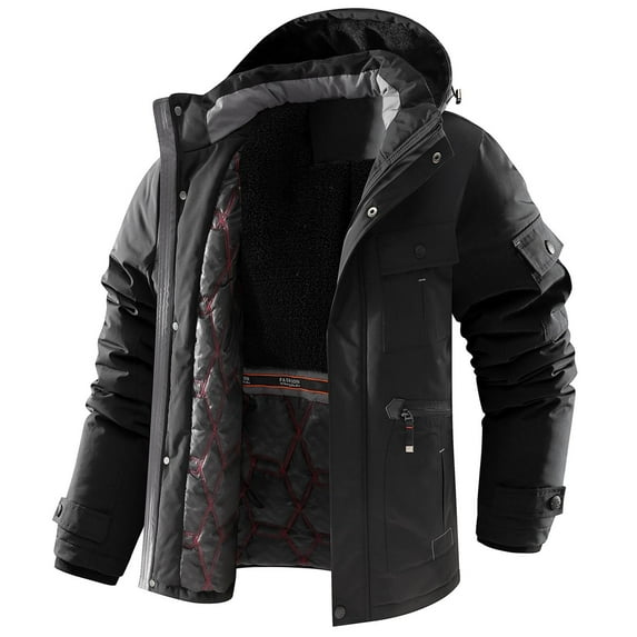 guisaled Men's Ski Snow Jacket Waterproof Insulated Fleece Lined Thicken Windbreaker Outdoor Mountain Hooded Winter Coats