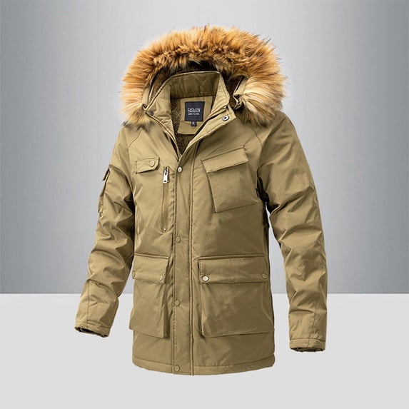 guisaled Mens Ski Jacket Winter Warm Snow Coat Waterproof Windbreaker Thicken Warm Hooded Work Outerwear Snowboarding Jackets