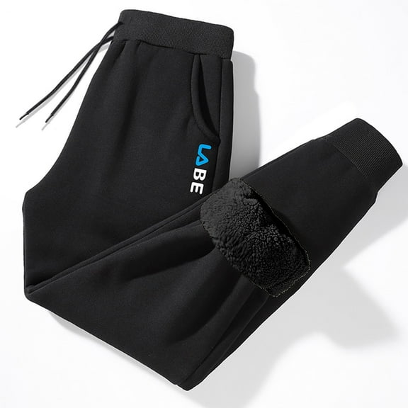 guisaled Fleece Lined Sweatpants for Men Big and Tall Warm Sherpa Thick Thermal Pants Drawstring Elastic Waisted Heavyweight Winter Pants with Pockets