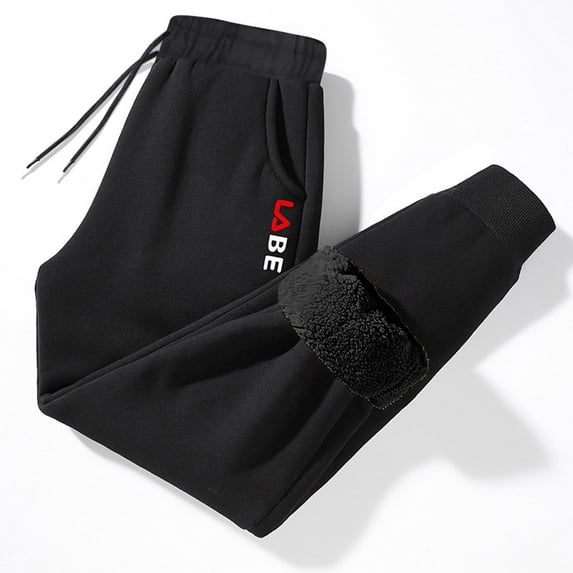 guisaled Fleece Lined Sweatpants for Men Big and Tall Warm Sherpa Thick Thermal Pants Drawstring Elastic Waisted Heavyweight Winter Pants with Pockets Sale