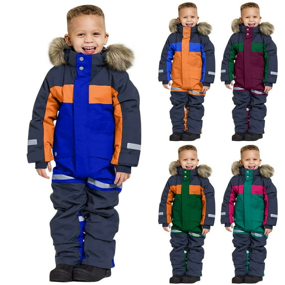 guisaled Girls Snowsuit Toddler Snow Suits for The Winter Boy Girls Warm Fleece Lined Hooded Jumpsuits Overall Waterproof Windproof Insulated Snowboard Ski Suits