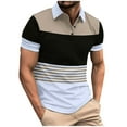 thumbnail image 1 of guisaled Golf Shirts for Men Short Sleeve Lapel Collared Business Casual Henley Shirt Color Block Patchwork Button Down Shirts, 1 of 8