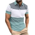thumbnail image 1 of guisaled Golf Shirts for Men Short Sleeve Lapel Collared Business Casual Henley Shirt Color Block Patchwork Button Down Shirts, 1 of 8