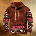thumbnail image 1 of guisaled Graphic Hoodies for Men Ethnic Print Patchwork Hooded Sweatshirt Loose Soft Casual Pullover Tops with Drawstring Daily&nbsp;Deals, 1 of 3
