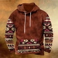 thumbnail image 1 of guisaled Graphic Hoodies for Men Ethnic Print Patchwork Hooded Sweatshirt Loose Soft Casual Pullover Tops with Drawstring, 1 of 3