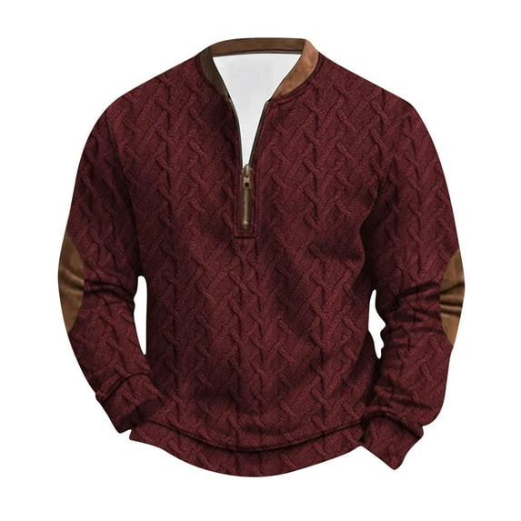 guisaled Half Zip Sweatshirts for Men No Hood Vintage Ethnic Knit Print Pullover Fall Winter Long Sleeve Crewneck Tops Clothes 2024 Clearance On Sale