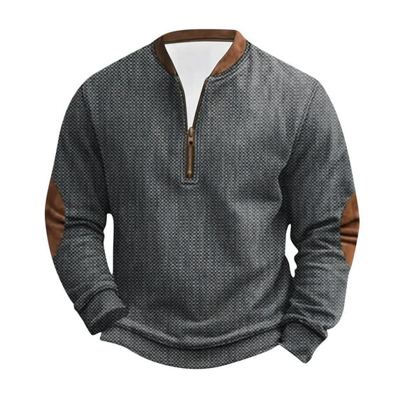 guisaled Half Zip Sweatshirts for Men No Hood Vintage Ethnic Knit Print Pullover Fall Winter Long Sleeve Crewneck Tops Clothes 2025