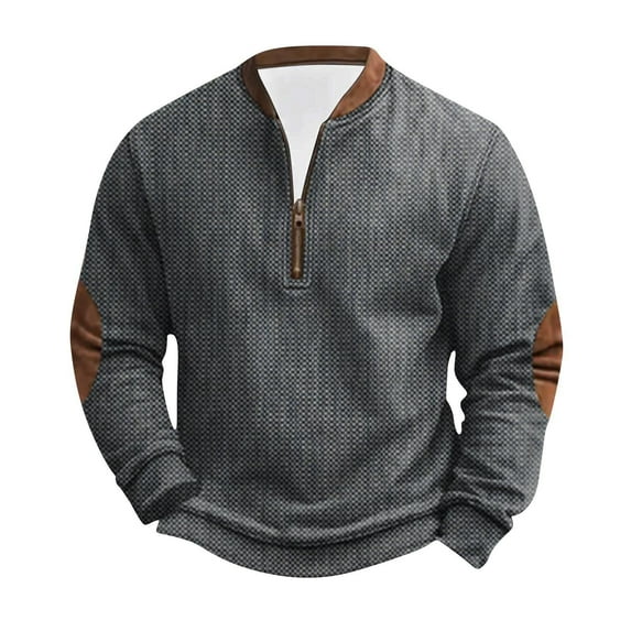 guisaled Half Zip Sweatshirts for Men No Hood Vintage Ethnic Knit Print Pullover Fall Winter Long Sleeve Crewneck Tops Clothes 2025