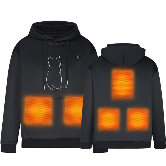guisaled Heated Hoodie Pullover 5 Heating Zones Lightweight Warm Fleece Heated Hooded Sweatshirt Winter Outdoor Hunting Coats