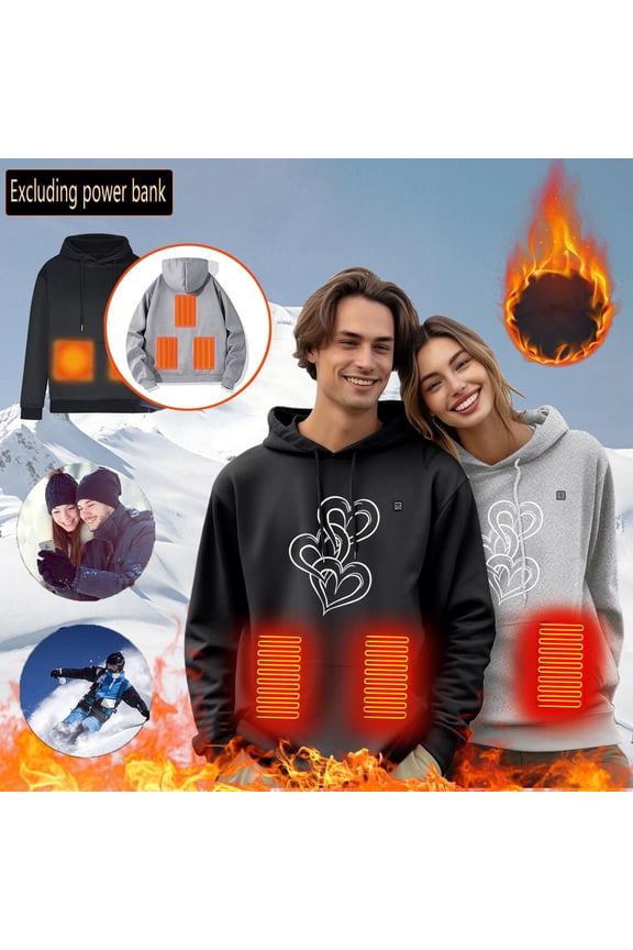 Heated Hoodie for Men Women Fleece Hooded Heated Sweatshirt USB Electric Thermal Lightweight Winter Pullover