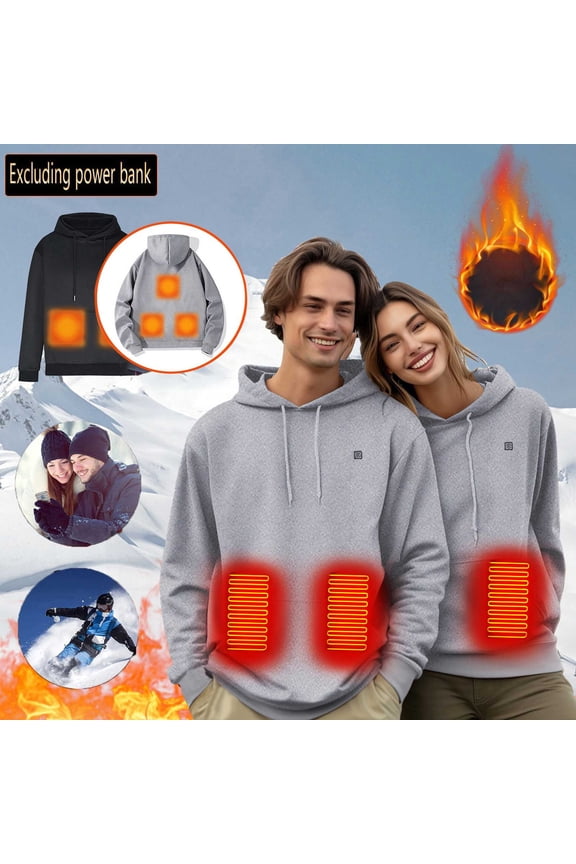 Heated Hoodie for Men Women Fleece Hooded Heated Sweatshirt USB Electric Thermal Lightweight Winter Pullover Tops