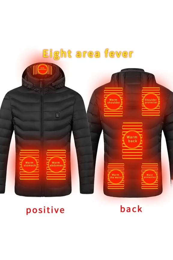 Heated Jacket for Men Big and Tall Hooded Lightweight Heated Coat Soft Shell USB Charging Windproof Warm Heating Jackets Winter