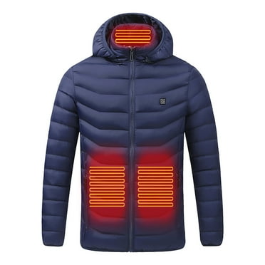 guisaled Heated Jacket for Men Women Hooded Zipper Winter Heated Coat Windproof Usb Charging Body Warmer Mutiple Heated Zones Jackets Valentines Day Gifts