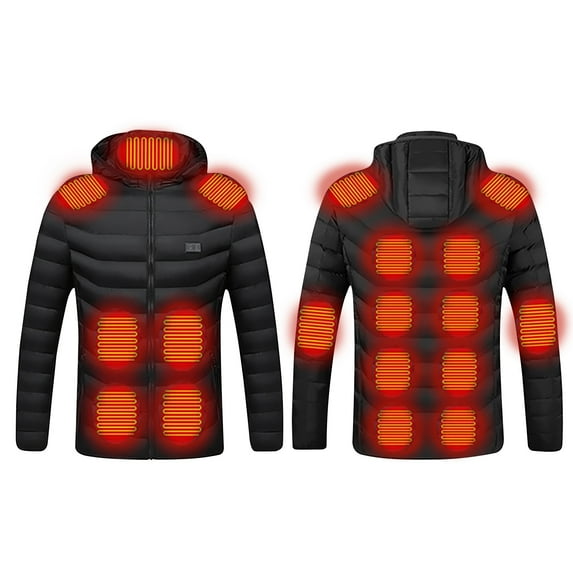 guisaled Heated Jacket for Men Warm Lightweight Winter Coat Unisex Warming Smart USB Charging Electric Heated Jacket wiht Hood Clothes