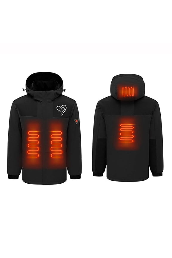 Heated Jacket for Men and Women, Warm Heated Raincoat Hooded Windproof Waterproof USB Charging 4 Heating Zones Heating Jackets Winter
